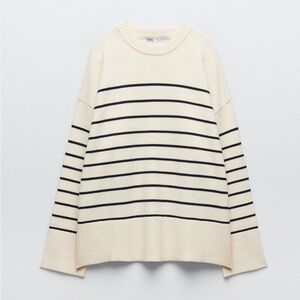 Zara black and cream stripe sweater